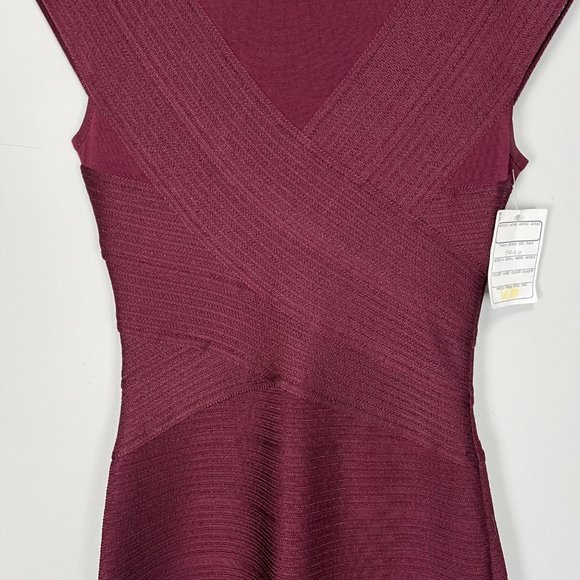 Ferramosca Womens Burgundy Knit Sheath Dress Bodycon Italy size IT 40 US Small - Picture 4 of 12